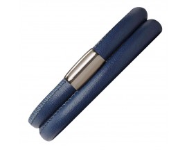 Bracelet cuir de veau véritable 2 rangs Endless bleu - 12104-2