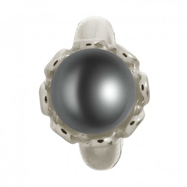 Charm argent Endless Black Pearl Flower - 41250-2