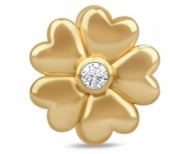 Charm argent plaqué or jaune Endless White Heart Flower - 51312
