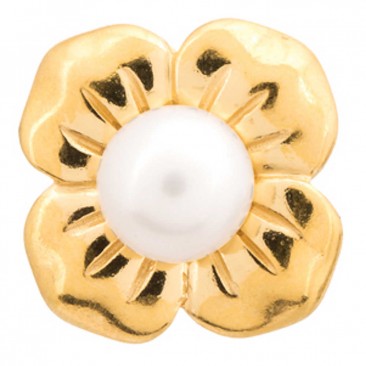 Charm argent plaqué or jaune Endless Big White Pearl Flower - 51402